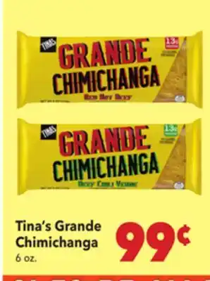 Vallarta Supermarkets Tina's Grande Chimichanga offer