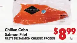 Vallarta Supermarkets Chilian Coho Salmon Filet / Filet FILETE DE SALMON CHILENO FROZEN offer