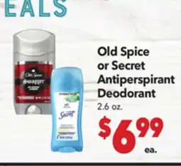 Vallarta Supermarkets Old Spice or Secret Antiperspirant Deodorant offer