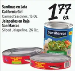 El Super Fresh California Girl Canned Sardines, 15Oz., San Marcos Sliced Jalapeños, 26 Oz offer