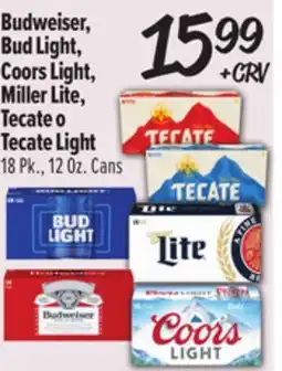El Super Budweiser, Bud Light, Coors Light, Miller Lite, Tecate o Tecate Light offer