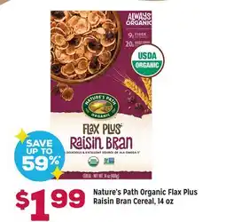 Grocery Outlet Nature's Path Organic Flax Plus Raisin Bran Cereal offer