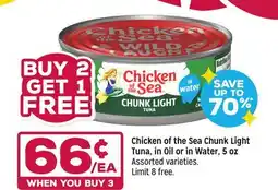 Grocery Outlet Chicken of the Sea Chunk Light Tuna, in Oil or in Water offer
