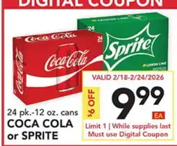 Pete's Fresh Market 24 pk.-12 oz. cans COCA COLA or SPRITE offer