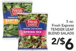Pete's Fresh Market 5 oz. Fresh Express TENDER LEAF BLEND SALADS offer