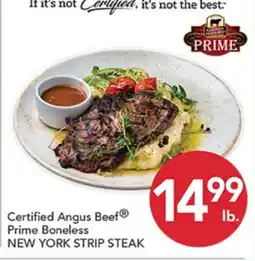 Pete's Fresh Market Certified Angus Beef Prime Boneless NEW YORK STRIP STEAK offer