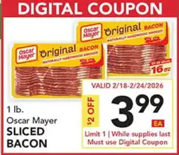 Pete's Fresh Market 1 lb. Oscar Mayer SLICED BACON offer