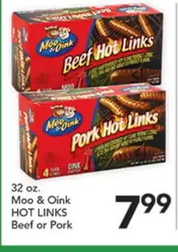 Pete's Fresh Market 32 oz. Moo & Oink HOT LINKS Beef or Pork offer