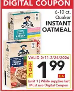 Pete's Fresh Market 6-10 ct. Quaker INSTANT OATMEAL offer