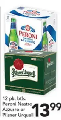 Pete's Fresh Market Peroni Nastro Azzurro or Pilsner Urquell offer