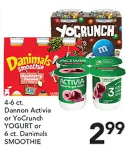 Pete's Fresh Market 4-6 ct. Dannon Activia or YoCrunch YOGURT or 6 ct. Danimals SMOOTHIE offer