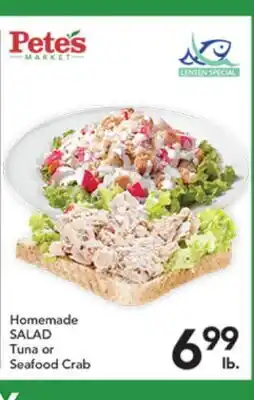 Pete's Fresh Market Homemade SALAD Tuna or Seafood Crab offer