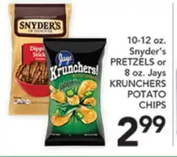 Pete's Fresh Market 10-12 oz. Snyder's PRETZELS or 8 oz. Jays KRUNCHERS POTATO CHIPS offer