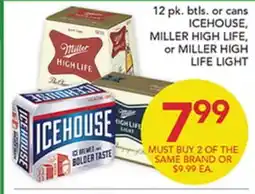 Pete's Fresh Market ICEHOUSE, MILLER HIGH LIFE, or MILLER HIGH LIFE LIGHT offer