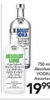 Pete's Fresh Market Absolut VODKA offer