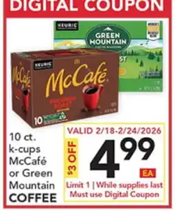 Pete's Fresh Market 10 ct. k-cups McCafé or Green Mountain COFFEE offer