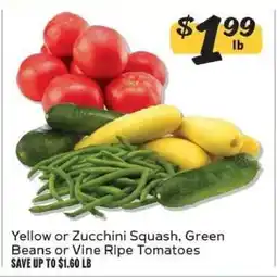Winn Dixie Yellow or Zucchini Squash, Green Beans or Vine Ripe Tomatoes offer
