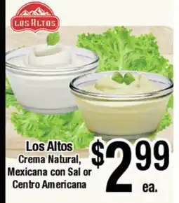 Big Saver Foods Los Altos Crema Natural, Mexicana con Sal or Centro Americana offer
