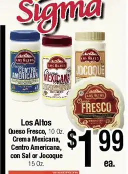 Big Saver Foods Los Altos Queso Fresco, 10 Oz., Crema Mexicana, Centro Americana, con Sal or Jocoque offer