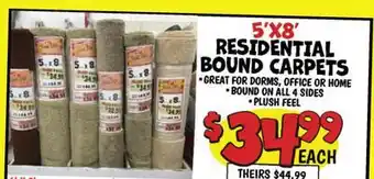 Ollie's 5' X 8' RESIDENTIAL BOUND CARPETS offer