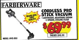 Ollie's FARBERWARE CORDLESS PRO STICK VACUUM offer