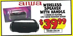 Ollie's aiwa WIRELESS SPEAKER WITH HANDLE offer