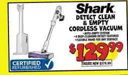 Ollie's Shark DETECT CLEAN & EMPTY CORDLESS VACUUM offer