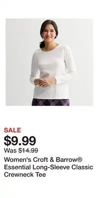 Kohl's Women's Croft & Barrow Essential Long-Sleeve Classic Crewneck Tee offer