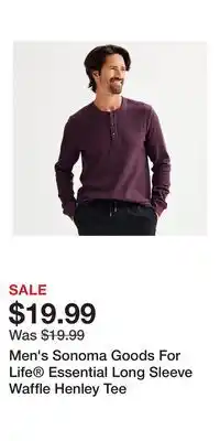 Kohl's Men's Sonoma Goods For Life Essential Long Sleeve Waffle Henley Tee offer