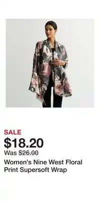 Kohl's Women's Nine West Floral Print Supersoft Wrap offer