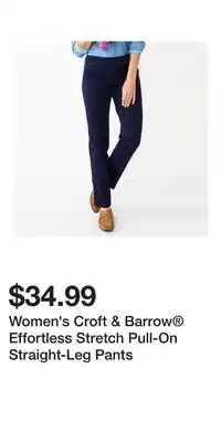 Kohl's Women's Croft & Barrow Effortless Stretch Pull-On Straight-Leg Pants offer