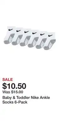 Kohl's Baby & Toddler Nike Ankle Socks 6-Pack offer