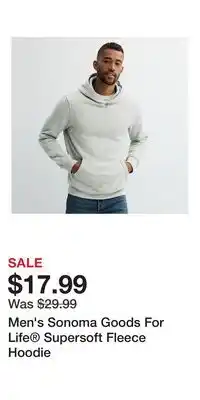 Kohl's Men's Sonoma Goods For Life Supersoft Fleece Hoodie offer