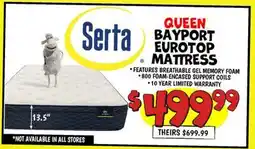 Ollie's Serta BAYPORT EUROTOP MATTRESS offer