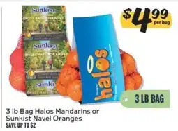 Winn Dixie 3 lb Bag Halos Mandarins or Sunkist Navel Oranges offer