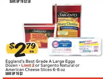 Eggland's Best Grade A Large Eggs Dozen or Sargento Cheese Slices