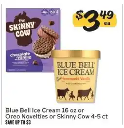 Winn Dixie Blue Bell Ice Cream or Oreo Novelties or Skinny Cow offer