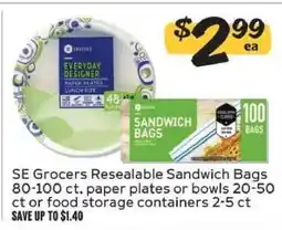 Winn Dixie SE Grocers Resealable Sandwich Bags offer