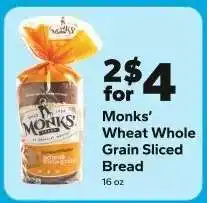 Save a Lot Monks' Wheat Whole Grain Sliced Bread offer