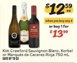Winn Dixie Kim Crawford Sauvignon Blanc, Korbel or Marqués de Caceres Rioja offer
