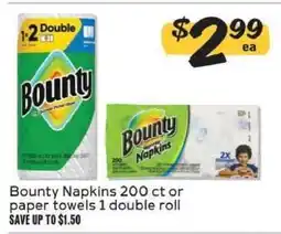 Winn Dixie Bounty Napkins 200 ct or paper towels 1 double roll offer