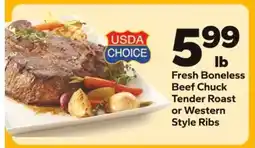 Save a Lot Fresh Boneless Beef Chuck Tender Roast or Western Style Ribs offer