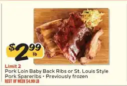 Winn Dixie Pork Loin Baby Back Ribs or St. Louis Style Pork Spareribs offer