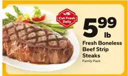 Save a Lot Fresh Boneless Beef Strip Steaks offer