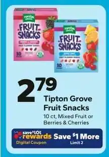 Save a Lot Tipton Grove Fruit Snacks offer