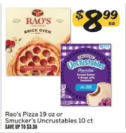 Winn Dixie Rao's Pizza 19 oz or Smucker's Uncrustables 10 ct offer