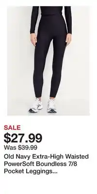Old Navy Old Navy Extra-High Waisted PowerSoft Boundless 7/8 Pocket Leggings – No Front Seam offer
