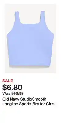 Old Navy Old Navy StudioSmooth Longline Sports Bra for Girls offer