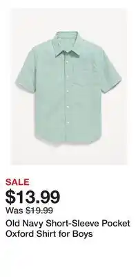 Old Navy Old Navy Short-Sleeve Pocket Oxford Shirt for Boys offer