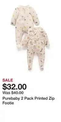 Nordstrom Purebaby 2 Pack Printed Zip Footie offer